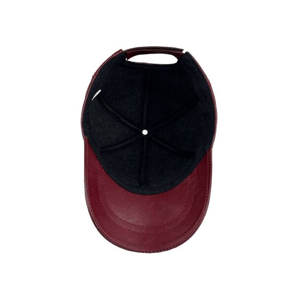 2 Pack Genuine Leather Ball Cap - Adjustable Baseball Hat Black & Bordo Color - Picture 13 of 13